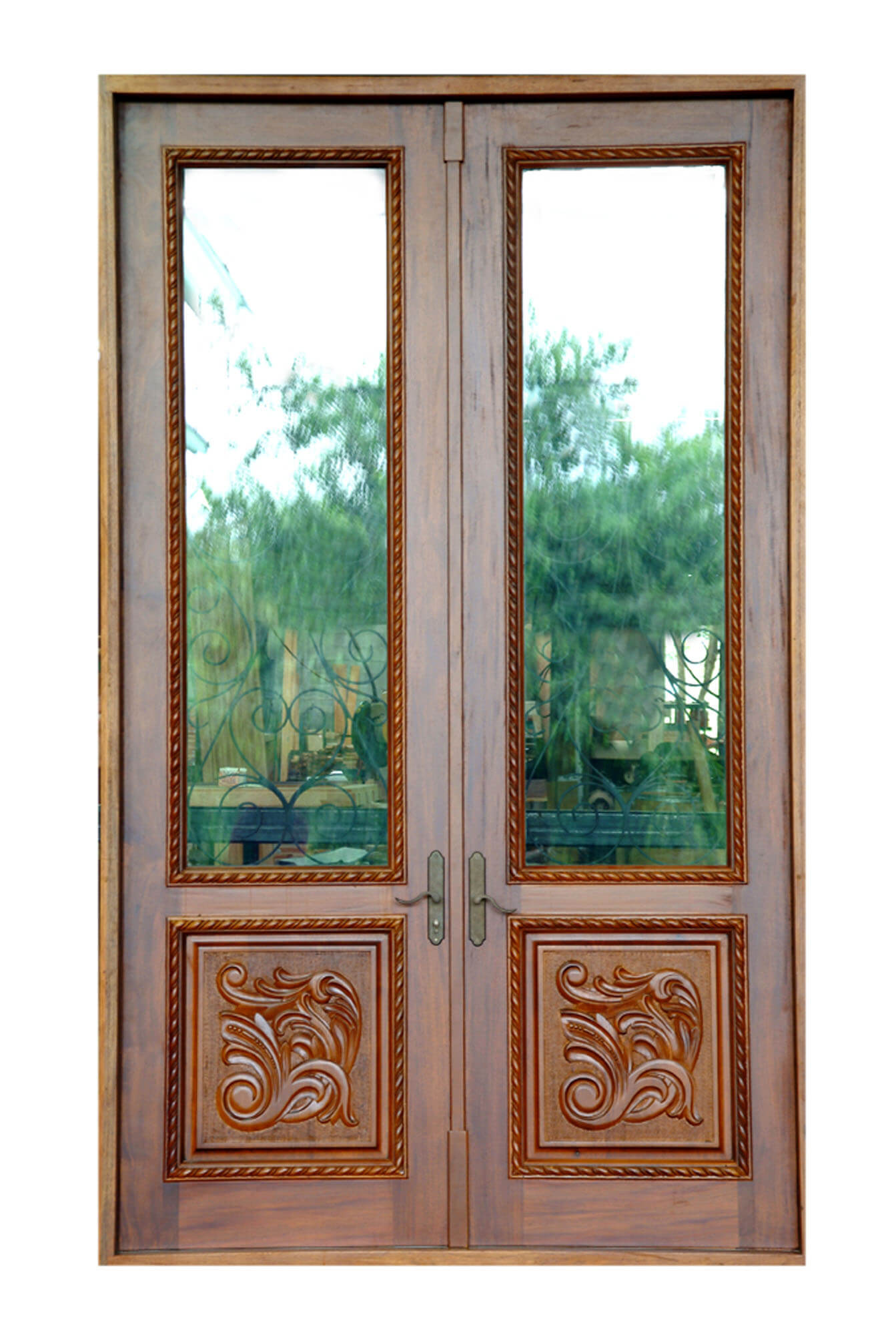 Miami Impact Mahogany Grilled Door
