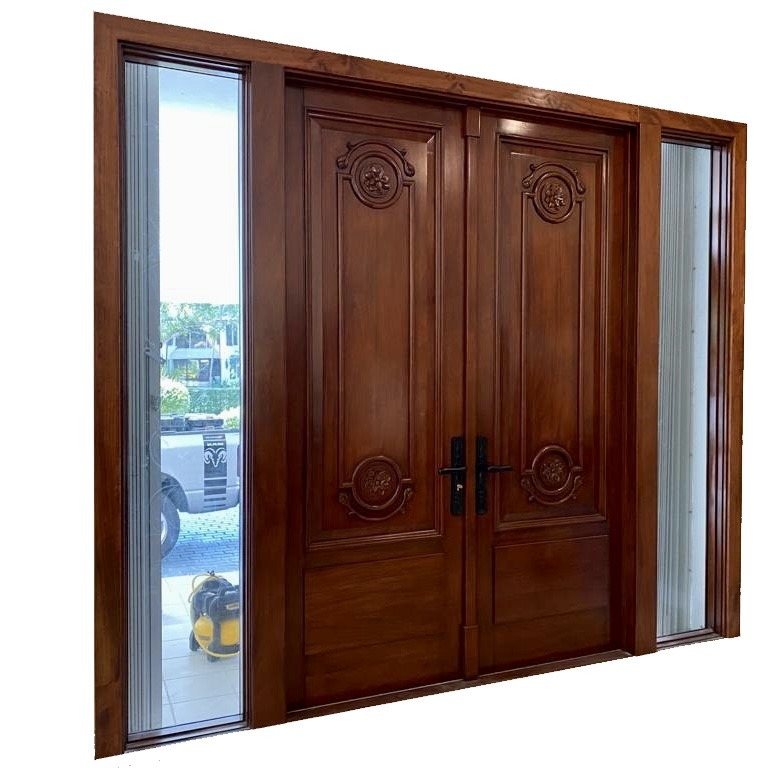 VALUSA MAHOGANY GLASS DOORS AND TRANSOM