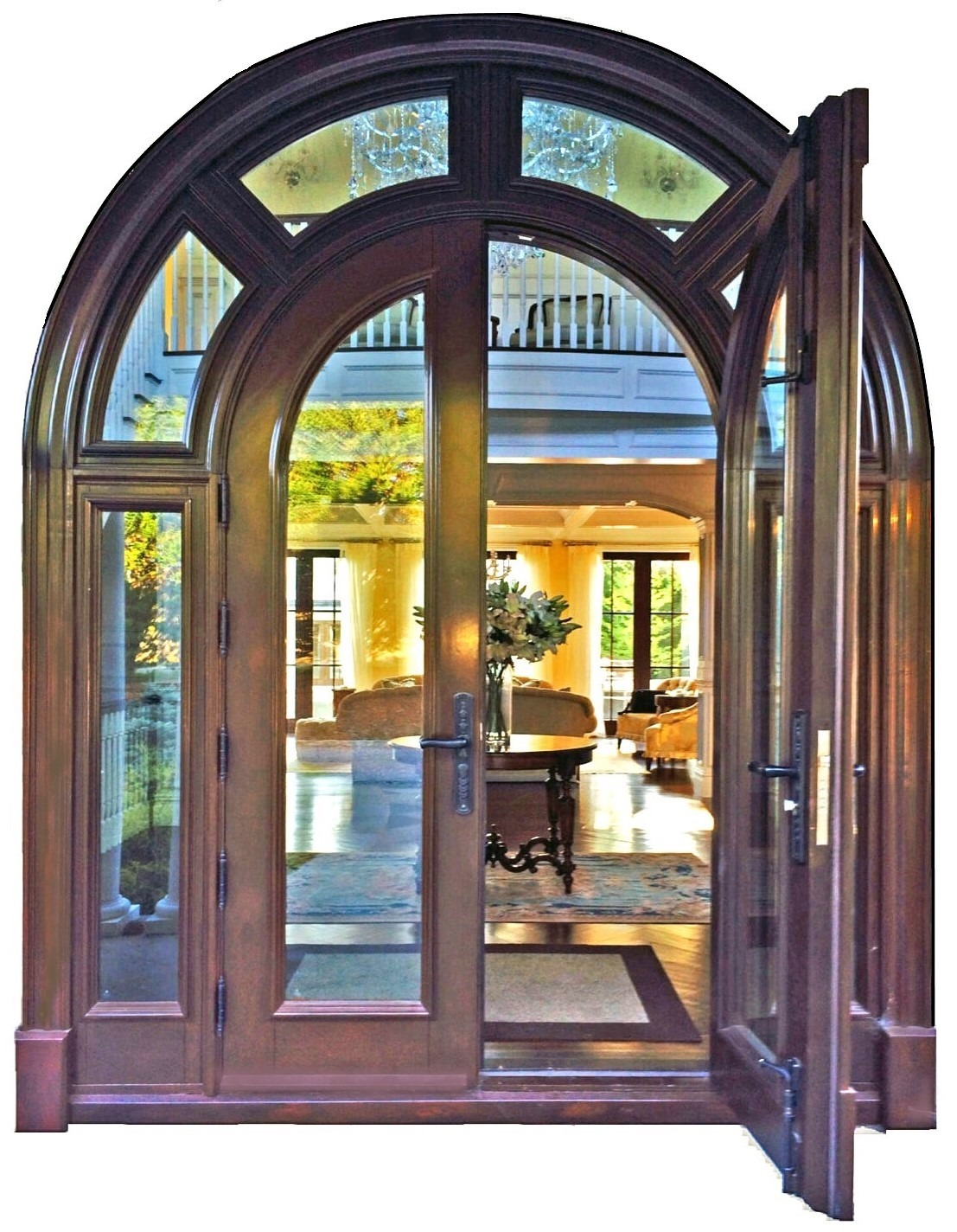 VALUSA MAHOGANY GLASS DOORS AND TRANSOM